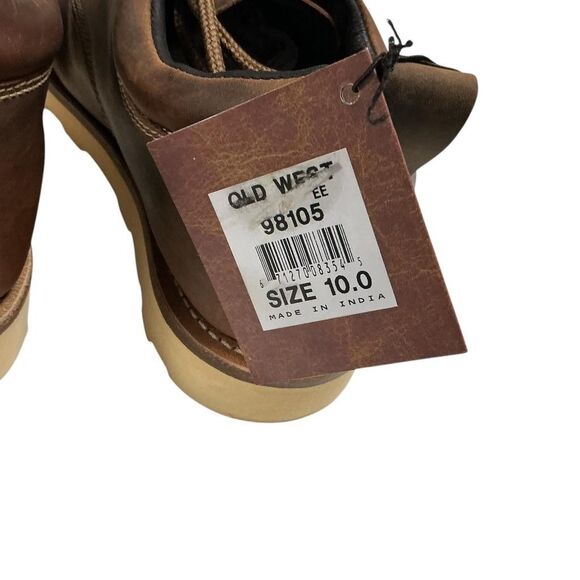Old West Moc Toe Oxford Shoes Men 10 EE Brown Leather Lace Up Casual Comfort NWD